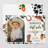 Invitation Cowboy Anniversaire 1er Rodéo Anniversaire (Devant / Derrière)