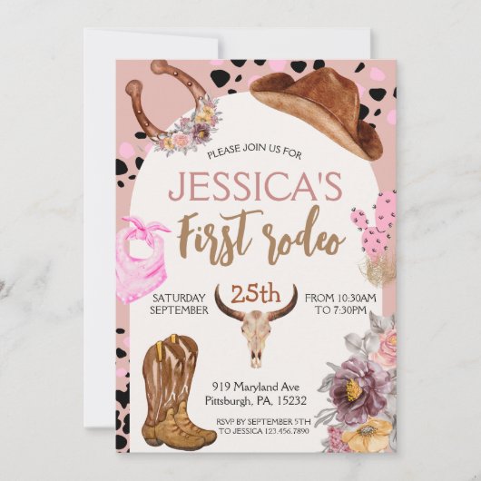 Invitation Cowboy Anniversaire 1er Rodéo Anniversaire (Devant)