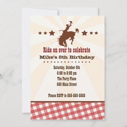 Invitation Cowboy Anniversaire de enfant Party Wes (Devant)