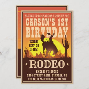 Invitation Cowboy Anniversaire Rodeo Poster Party, n'importe