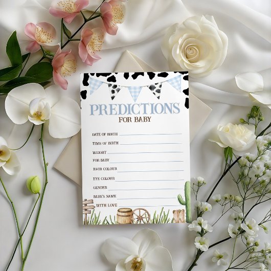 Invitation Cowboy Baby Predictions Game Card