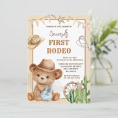 Invitation Cowboy Bear Western First Rodeo Birthday (Debout devant)