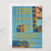 Invitation Cowboy Birthday Party Barn Boots Hat blue brown (Dos)