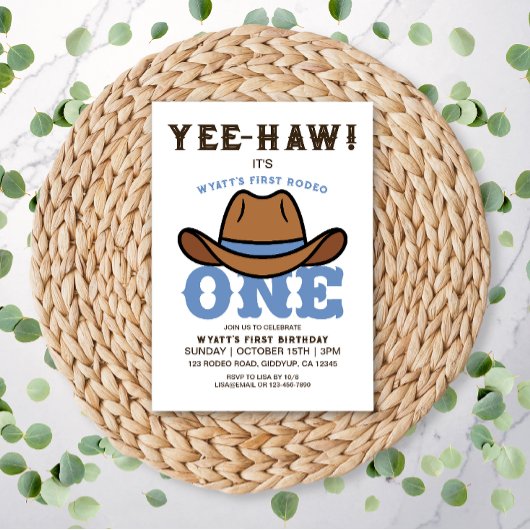 Invitation Cowboy Blue Premier Rodéo Premier anniversaire