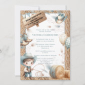 Invitation Cowboy Blue Western Boy Baby shower (Devant)