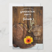 Invitation Cowboy Boot Daisy Pays Western Graduation Party (Devant)