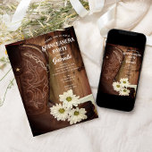 Invitation Cowboy Boot White Daisy Western Quinceanera Party