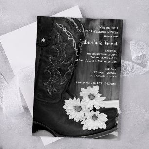 Invitation Cowboy Boots and Daisies Couples Wedding Shower