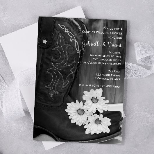 Invitation Cowboy Boots and Daisies Couples Wedding Shower