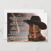 Invitation Cowboy Boots Casquette funérailles (Dos)