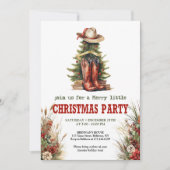 Invitation Cowboy boots Christmas party invite rustic style (Devant)