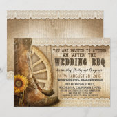 Invitation Cowboy Boots Country Western Après BBQ Mariage (Devant / Derrière)