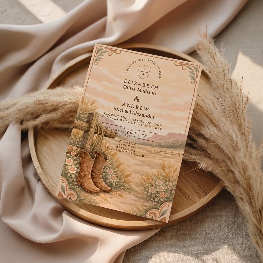 Invitation Cowboy Boots Desert Wedding