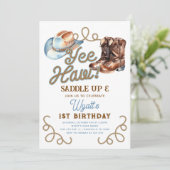 Invitation Cowboy Boots First Rodeo Birthday (Debout devant)