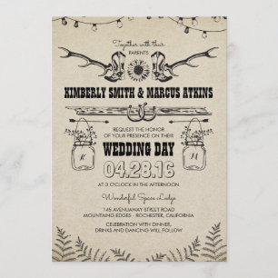 Invitation Cowboy Boots Sunflower Country Rustic Barne Mariag