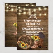 Invitation Cowboy Boots Sunflower Western Engagement Party (Devant / Derrière)