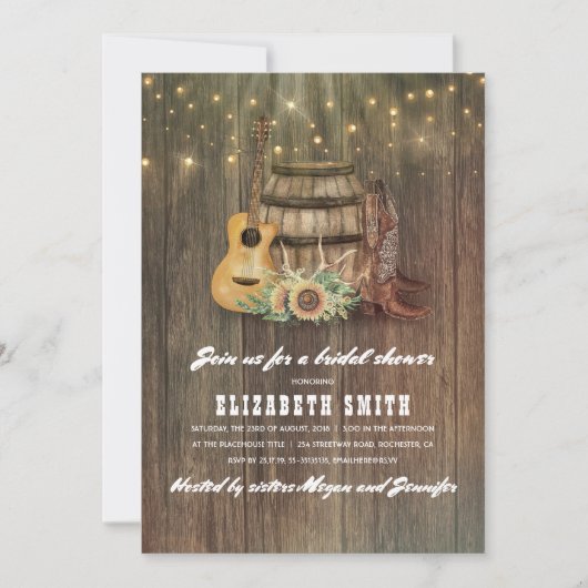 Invitation Cowboy Boots Vin Baril Pays Fête des mariées (Devant)