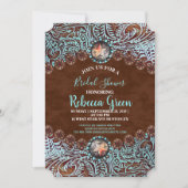 Invitation cowboy brun bleu turquoise douche nuptiale occiden (Devant)