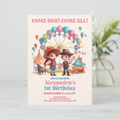 Invitation Cowboy Carnival Circus Show Anniversaire (Debout devant)