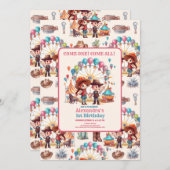 Invitation Cowboy Carnival Circus Show Anniversaire (Devant / Derrière)