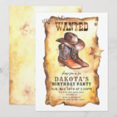 Invitation Cowboy Casquette Et Bottes Anniversaire (Devant / Derrière)