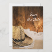 Invitation Cowboy Casquette Grange Bois Mariage Occidental En (Devant)