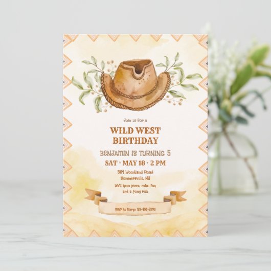 Invitation Cowboy Chapeau (Debout devant)