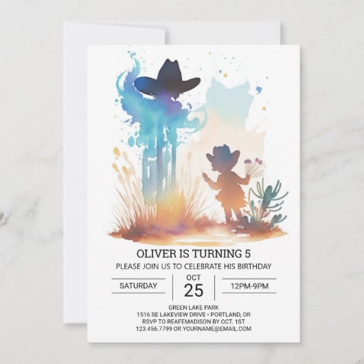 Invitation Cowboy Chic Custom Anniversaire (Devant)