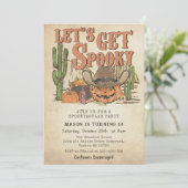 Invitation Cowboy Citrouille Halloween Anniversaire Obtenons (Debout devant)