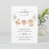 Invitation Cowboy Clothesline Wild West Boy Baby Shower (Debout devant)
