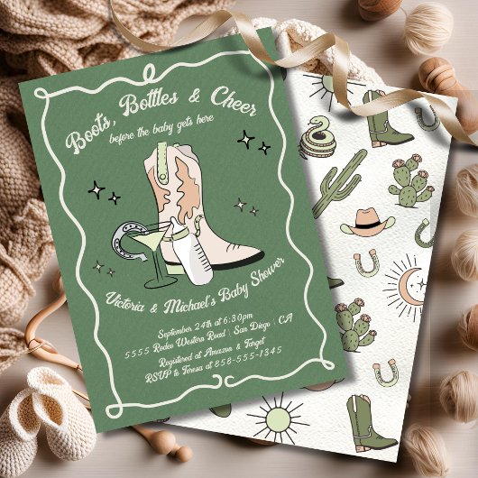 Invitation Cowboy Cocktails bouteilles Baby shower
