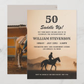 Invitation Cowboy Country Vintage Rustic Photo 50e anniversai (Devant / Derrière)