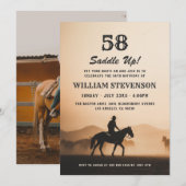 Invitation Cowboy Country Vintage Rustic Photo 58e anniversai (Devant / Derrière)