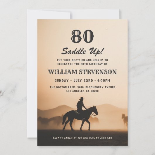 Invitation Cowboy Country Vintage Rustic Photo 80e anniversai (Devant)