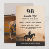 Invitation Cowboy Country Vintage Rustic Photo 98e anniversai (Devant / Derrière)