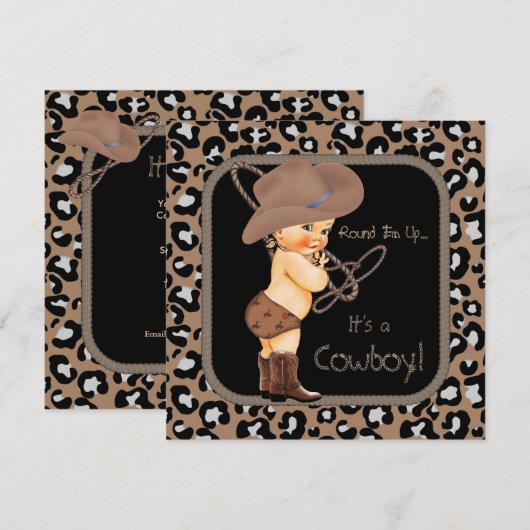 Invitation Cowboy Country Western Baby shower (Devant / Derrière)