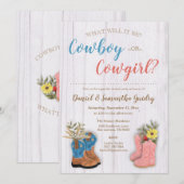 Invitation Cowboy/Cowgirl Bootie Révélation de genre (Devant / Derrière)