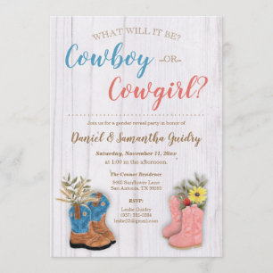 Invitation Cowboy/Cowgirl Bootie Révélation de genre