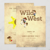 Invitation Cowboy Cowgirl Wild West Personnalisé fête d'anniv (Devant / Derrière)