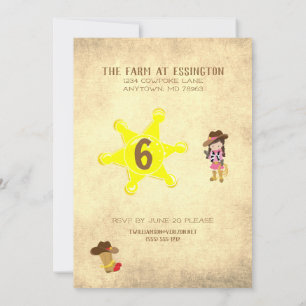 Invitation Cowboy Cowgirl Wild West Personnalisé fête d'anniv