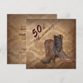 Invitation Cowboy de pays occidental 50e anniversaire de mari (Devant / Derrière)