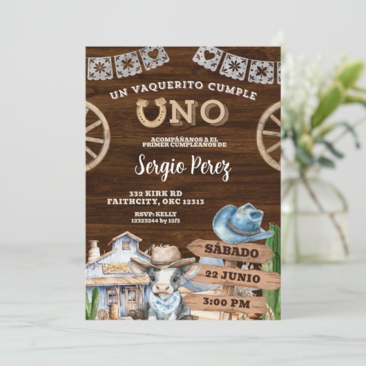 Invitation Cowboy espagnol premier rodéo (Debout devant)