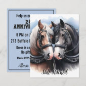 Invitation Cowboy et Cowgirl Great Team Anniversaire (Devant / Derrière)