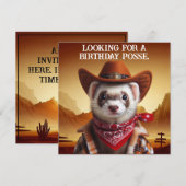 Invitation Cowboy Ferret Style Occidental Anniversaire Posse (Devant / Derrière)