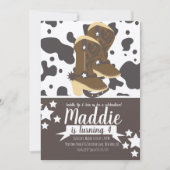 Invitation Cowboy Girl Birthday Cow Imprimer (Devant)