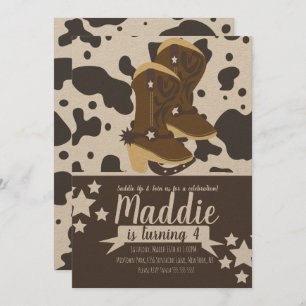 Invitation Cowboy Girl Birthday Cow Imprimer