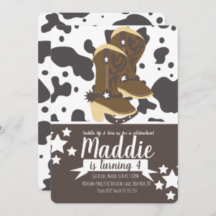 Invitation Cowboy Girl Birthday Cow Print Party