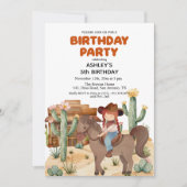 Invitation Cowboy Girl on Horse 5e fête d'anniversaire (Devant)