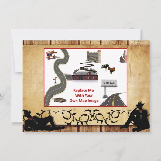 Invitation Cowboy Grooms Gay Mariage Directions de conduite C (Dos)