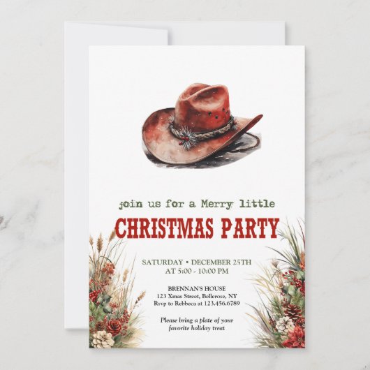 Invitation Cowboy Hat Christmas Party Digital Invite (Devant)